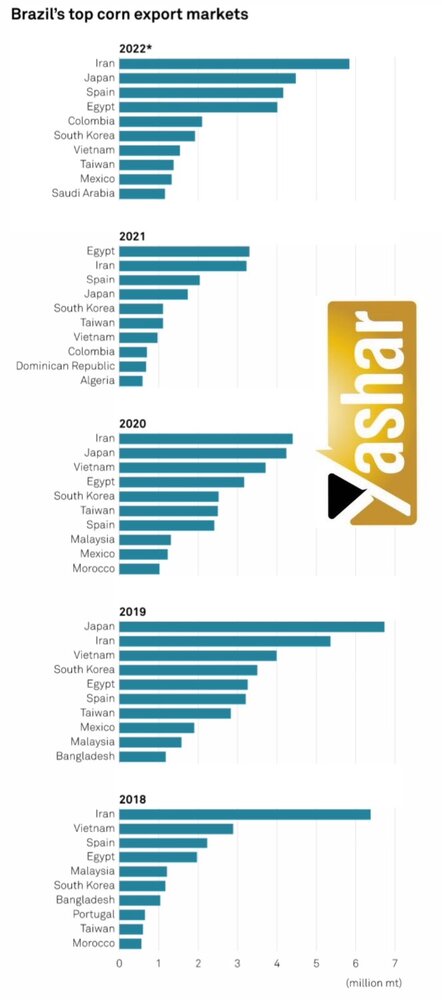 رکورد برداشت ذرت در برزیل شکسته می شود / ایران بزرگترین واردکننده ذرت از برزیل +نمودار