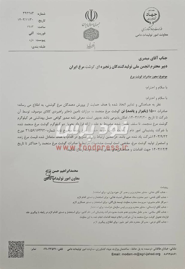 صادرات مرغ آزاد شد + جزئیات و ضوابط