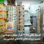 ۲.۷۸ هزار میلیارد تومان جریمه مالی پرونده‌های کالاهای اساسی