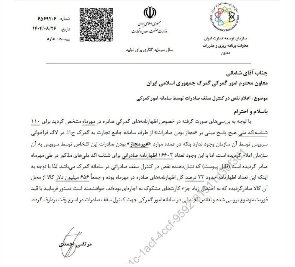 656 میلیون دلار صادرات با «مجوزهای رد شده»/بازهم پای کارت های اجاره ای در میان است؟